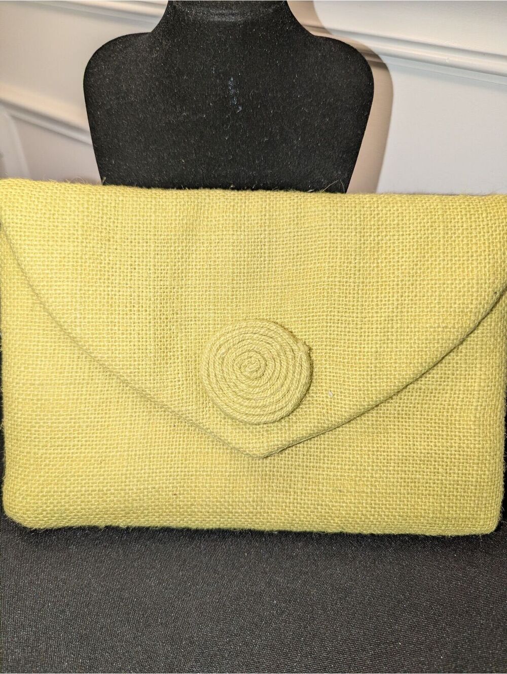 BIN Vintage Yellow Jute Bag - Floral Detail